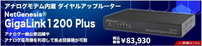 アナログモデム内蔵ルーターNetGenesis GigaLink1200 Plus